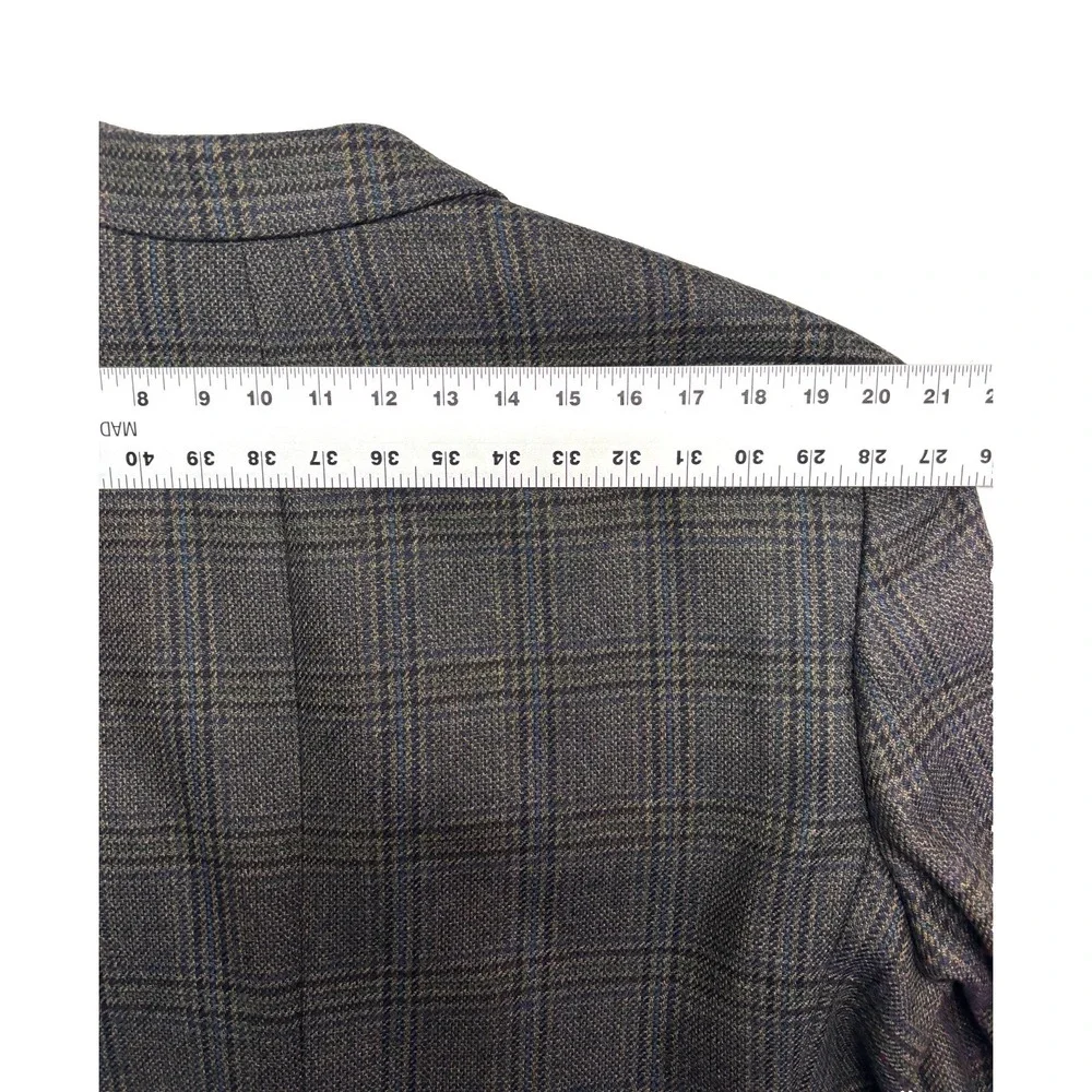 vtg Chaps Ralph Lauren 44R Green Blue Plaid Blazer Jacket Sport Coat Tweed Wool‎